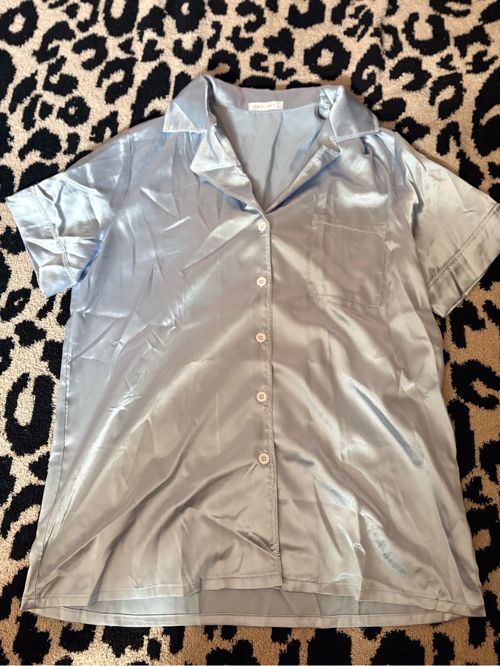 Silky Short-Sleeve Pajama SET - Light Blue by